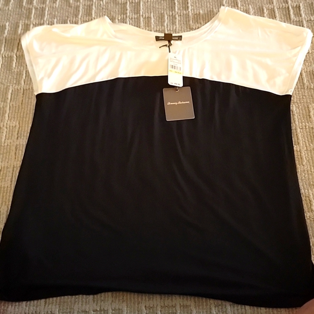 NEW TOMMY BAHAMA top.  Black and white. Size Medium.